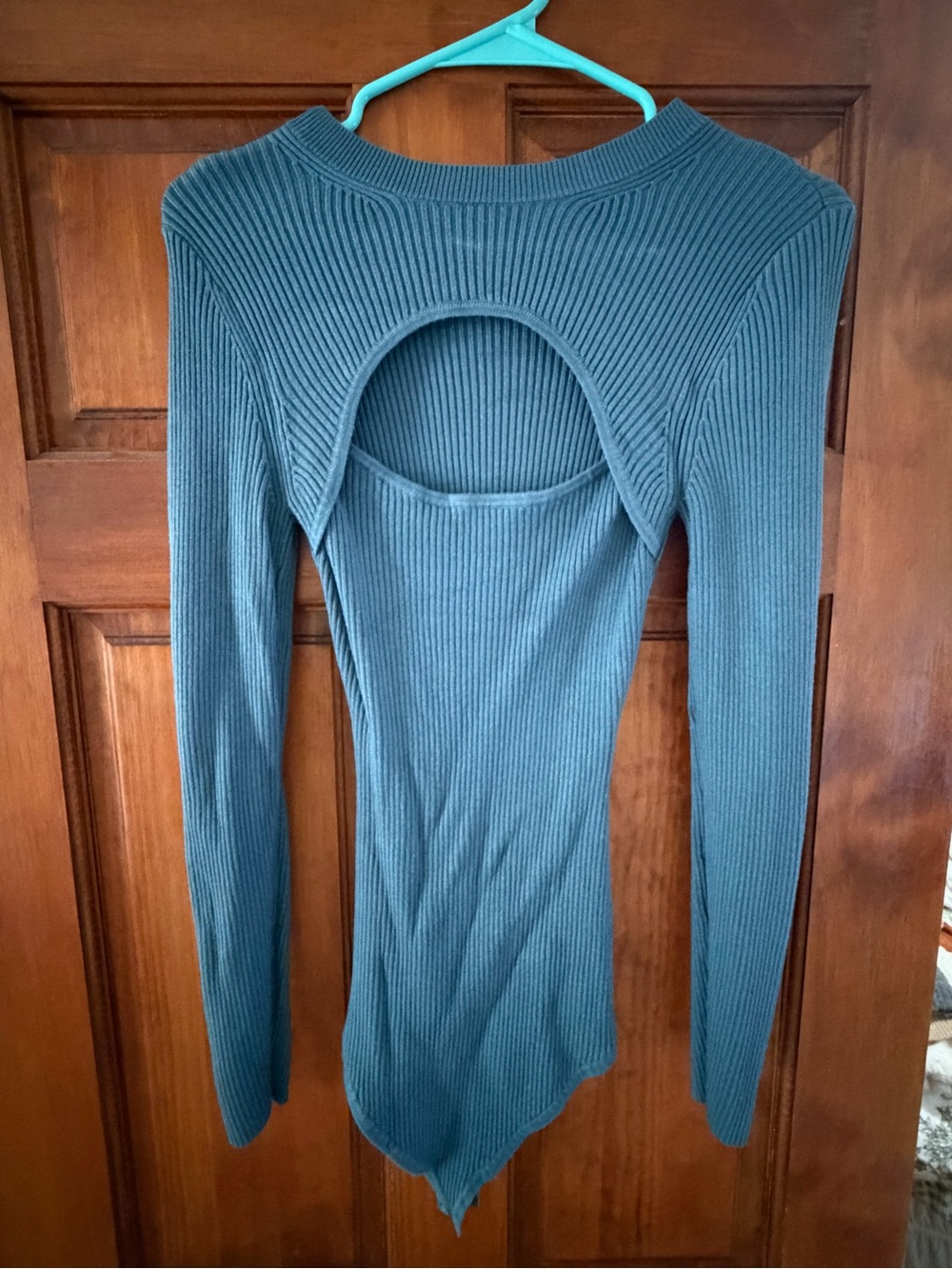 Abercrombie & Fitch Teal Ribbed Long-Sleeve Bodysuit